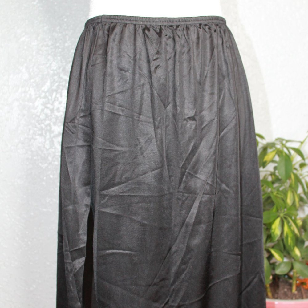 Vintage Black Slip Skirt with Side Slit